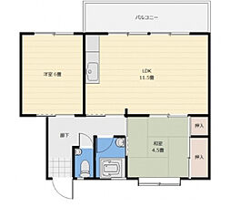 鈴が台分譲住宅E棟 2階2LDKの間取り