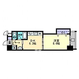 プレシャス・コーホー 3階1DKの間取り