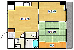フレア21三滝 4階2LDKの間取り