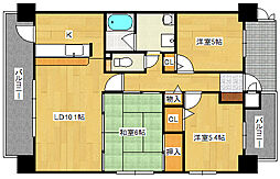 藤和ハイタウン比治山 4階3LDKの間取り