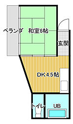塚村ビル 3階1Kの間取り