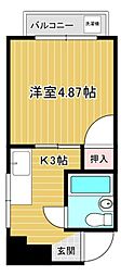 古葉ビル 1Kの間取図画像