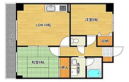 グラビスコート福本 2LDKの間取図画像