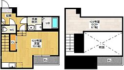 Maisonetic 平和記念公園 103 1階ワンルームの間取り