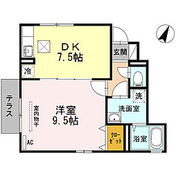 ローズコート堀越 1DKの間取図画像