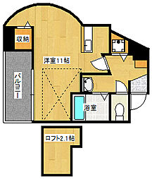 プロヴァンス東白島 ワンルームの間取図画像