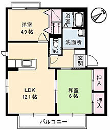 シャルマン西浜A 2LDKの間取図画像