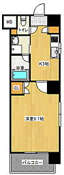 ウエストハイム天神川 1Kの間取図画像