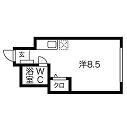 レジェンド船越南 ワンルームの間取図画像