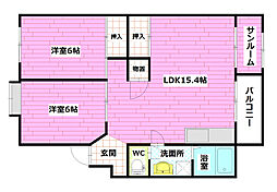 カルチェ堀田 2LDKの間取図画像