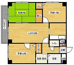 関本祇園ビル 3LDKの間取図画像