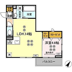 広島市西区高須3丁目アパート 1LDKの間取図画像