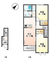 セリシール 2DKの間取図画像