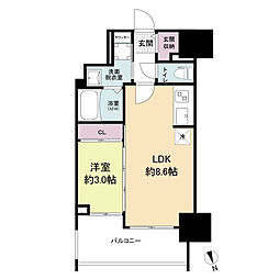 LaSante舟入本町 1LDKの間取図画像