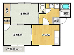 タウニィ 2DKの間取図画像