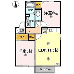 セジュール安芸 2LDKの間取図画像