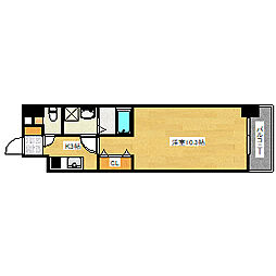 エイトバレー43平和大通り 1Kの間取図画像
