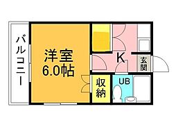 BAUHAUS千田町2 1Kの間取図画像