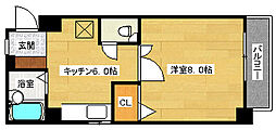 アヴァンセ中筋2 1DKの間取図画像