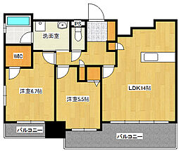 ライオンズ国泰寺グランアクシス 2LDKの間取図画像