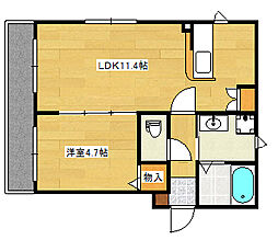 アンジュ己斐 1LDKの間取図画像