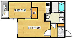 ヴィラ博丈庚午北 1DKの間取図画像