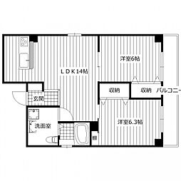 ボイスビル6 2LDKの間取図画像