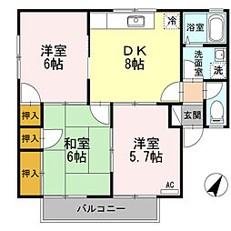 セジュール中相田1 3DKの間取図画像