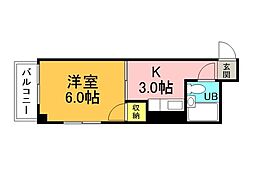 Brillo竹屋 1Kの間取図画像