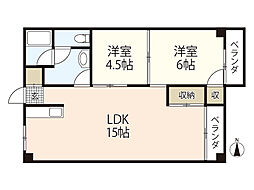 フォーウエスト長束 2LDKの間取図画像
