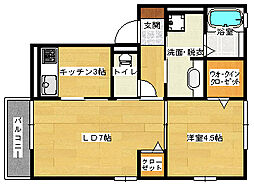 グランディール鶴江 2Kの間取図画像