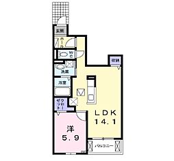 エスポワール 1LDKの間取図画像