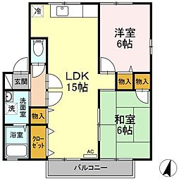 セジュール清水B 2LDKの間取図画像