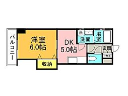 マンション春夏秋冬 1DKの間取図画像