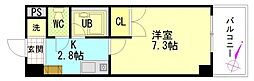 シャンテ中垣 1Kの間取図画像