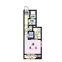 カーサ グラシオッソ A 1Kの間取図画像
