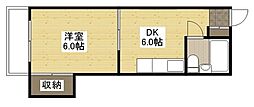 フィオーレ平塚 1DKの間取図画像