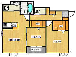 Eden庚午中 2LDKの間取図画像