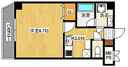 パストラーレ羽衣 1Kの間取図画像