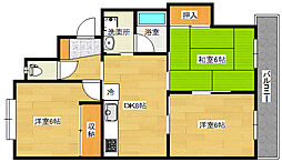 西本浦奥田ビル 3DKの間取図画像