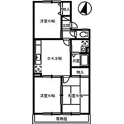 セジュール浅田 3DKの間取図画像