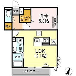 D-Roomせのや2 1LDKの間取図画像