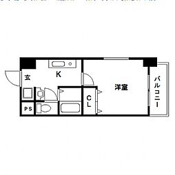 プチメゾンDeux 1Kの間取図画像