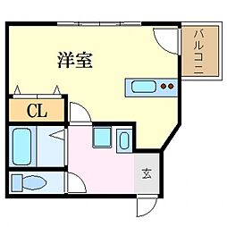 金屋町グランデ 1Kの間取図画像