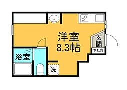 ポルトボヌール府中弐番館 ワンルームの間取図画像