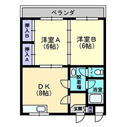 ヨシミマンション 2DKの間取図画像