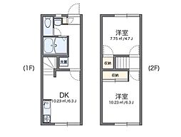 レオパレスヒイラギ3 2DKの間取図画像