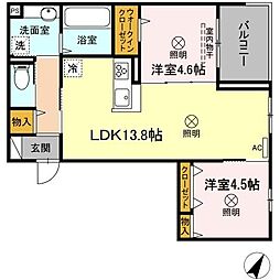メゾンボヌール大町 2LDKの間取図画像