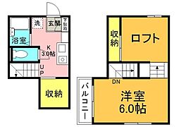 プレシャスコート 1Kの間取図画像