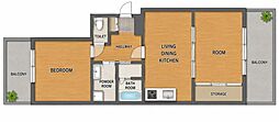 田中第一ビル 2LDKの間取図画像
